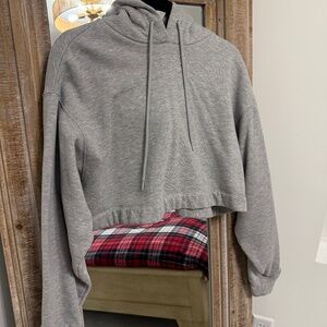alo grey cropped hoodie small